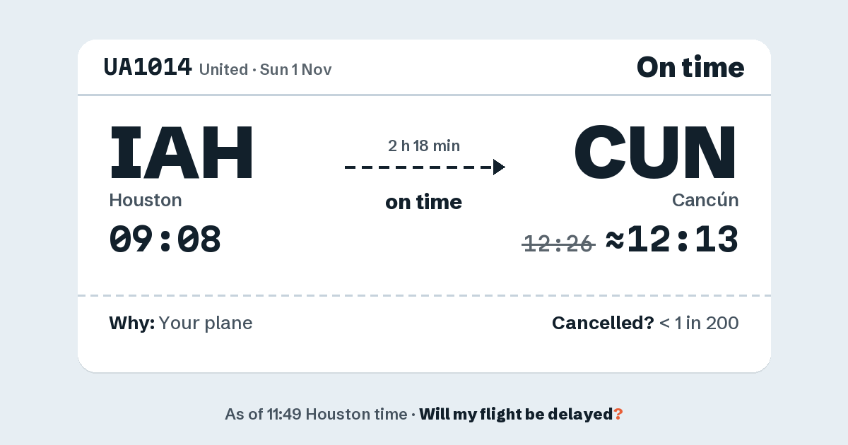 Link preview: UA1014 lands about 12:13