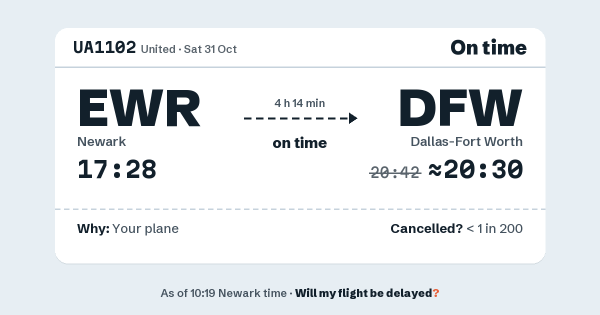 Link preview: UA1102 lands about 20:30