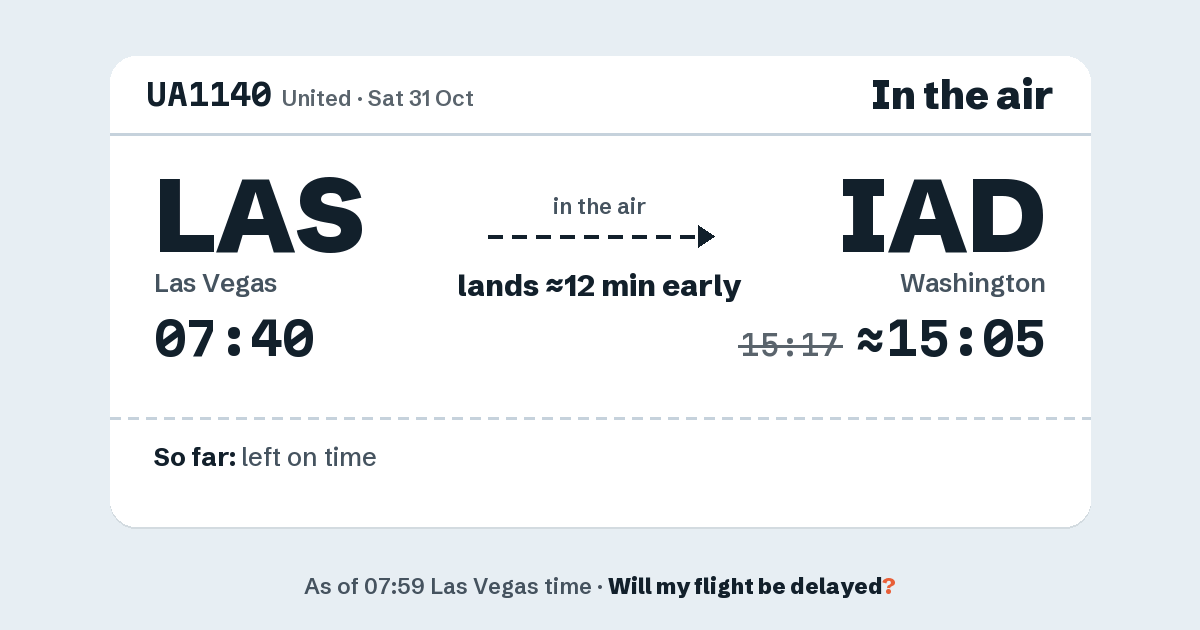 Link preview: UA1140 lands about 15:05