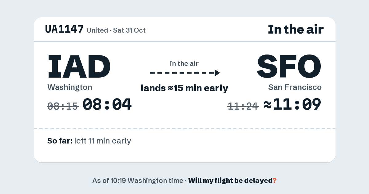 Link preview: UA1147 lands about 11:09