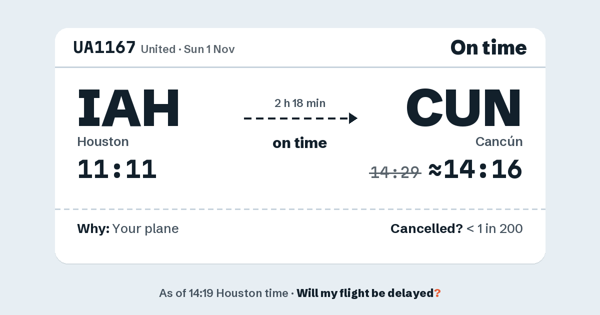 Link preview: UA1167 lands about 14:16