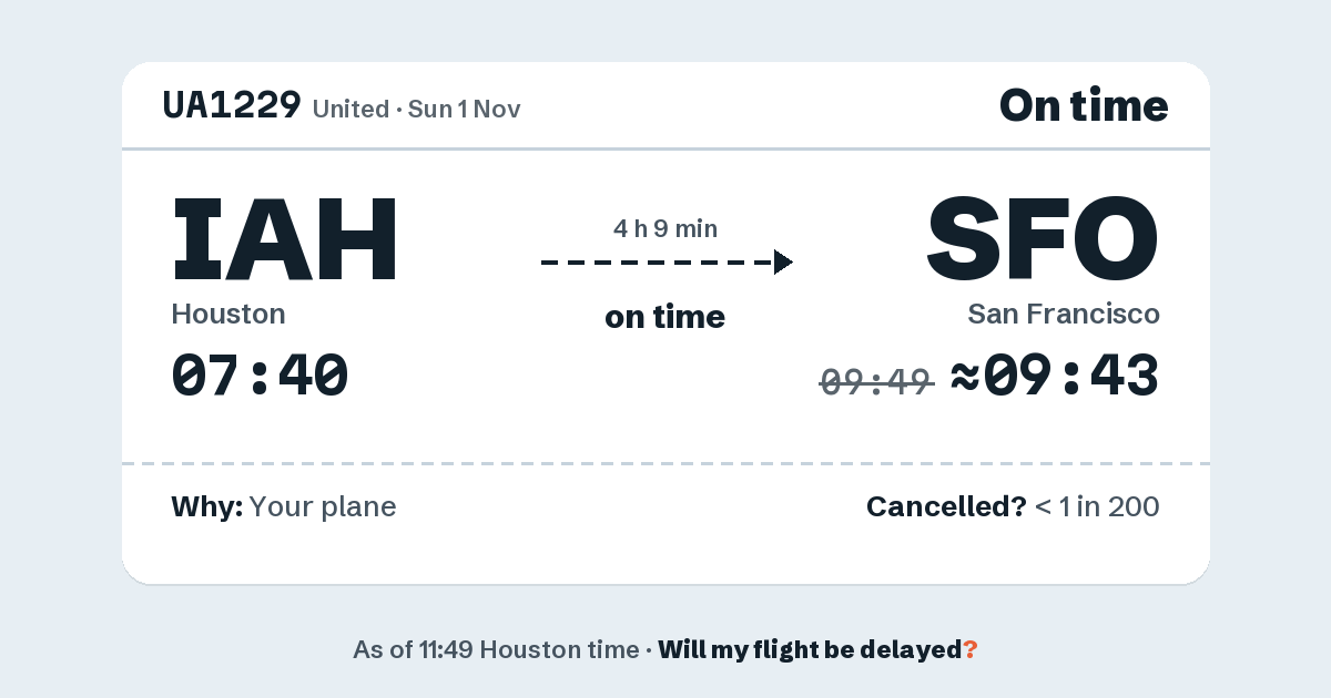 Link preview: UA1229 lands about 09:43