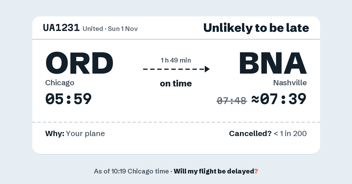 Link preview: UA1231 lands about 07:39