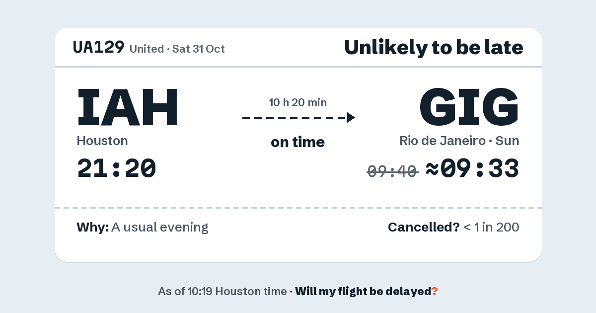 Link preview: UA129 lands about 09:33