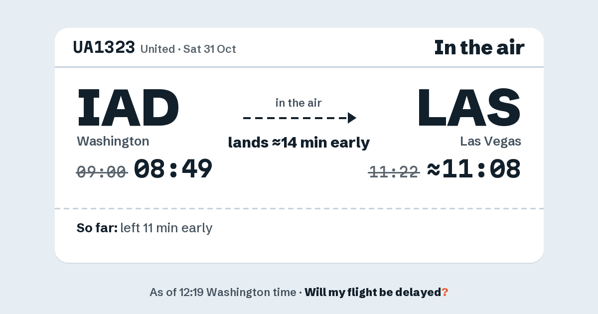 Link preview: UA1323 lands about 11:08