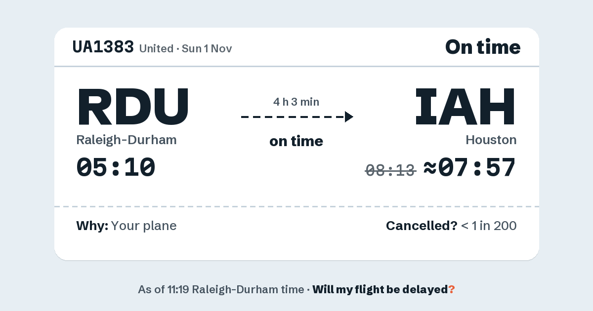 Link preview: UA1383 lands about 07:57