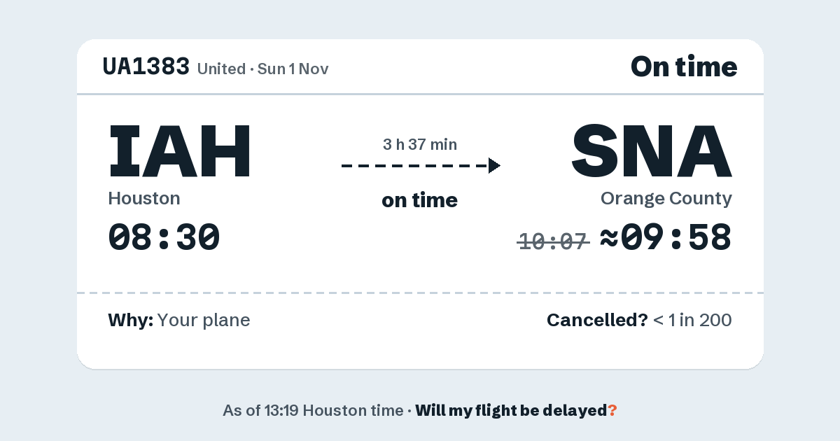 Link preview: UA1383 lands about 09:58