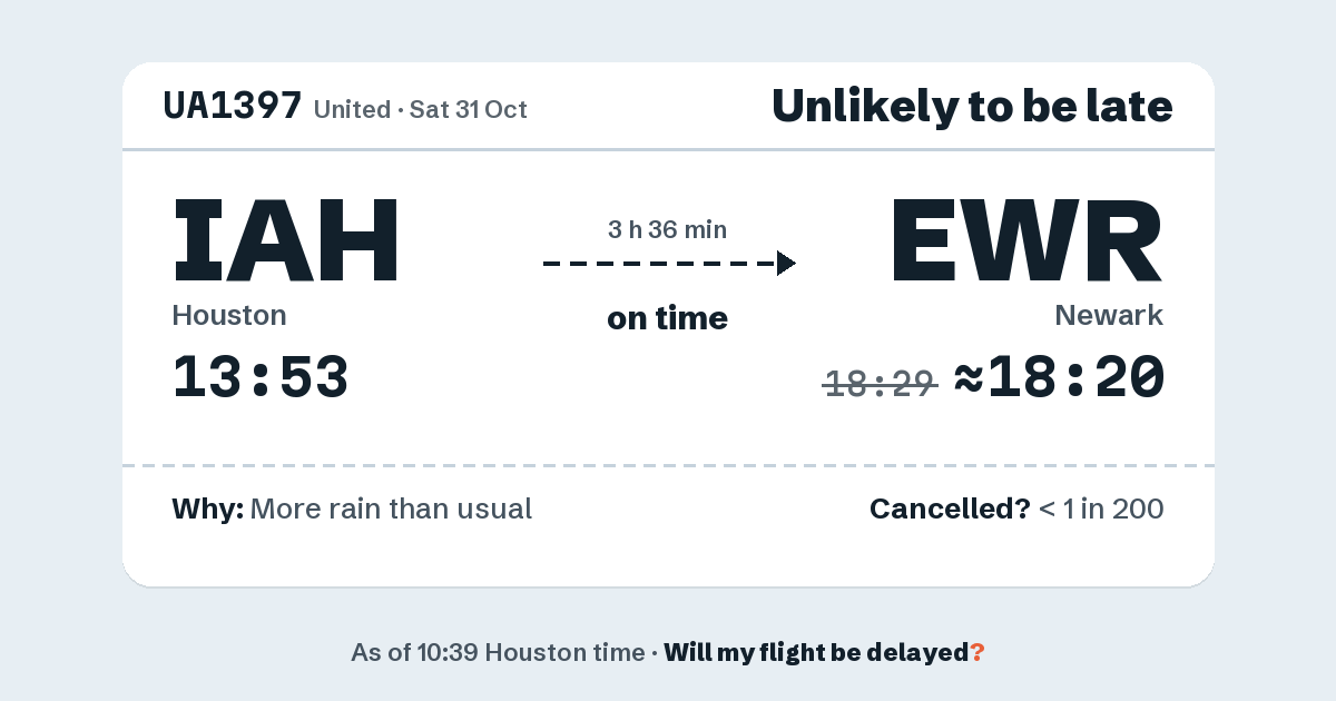 Link preview: UA1397 lands about 18:20