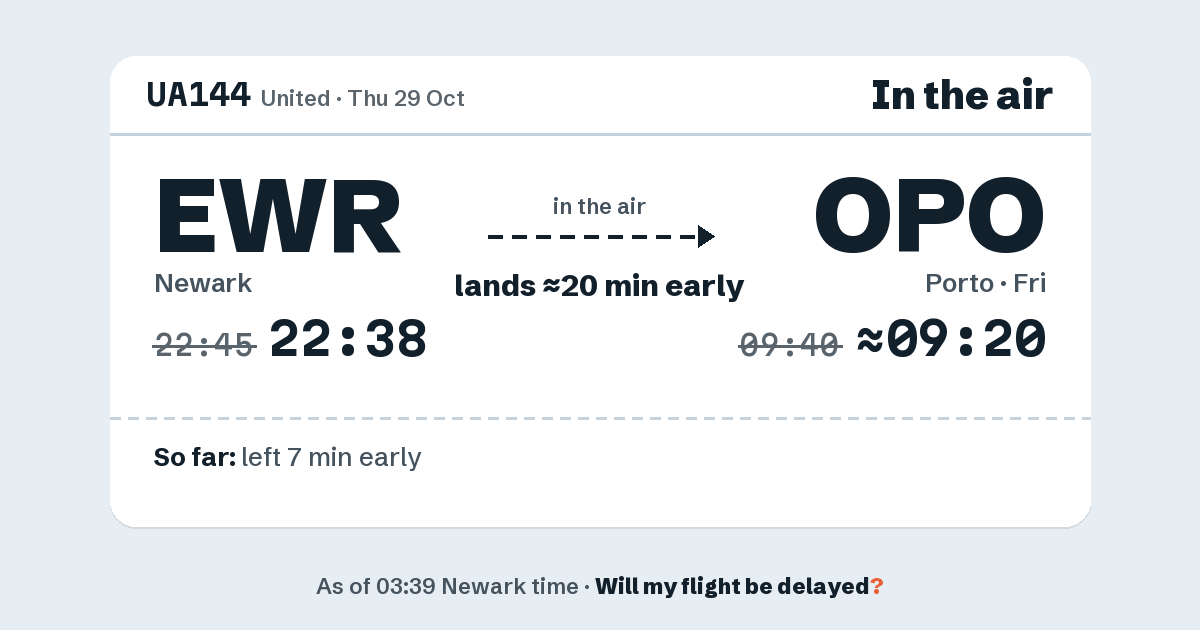 Link preview: UA144 lands about 09:20
