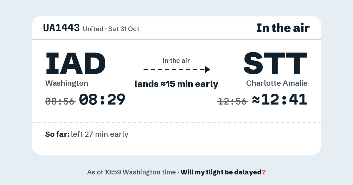 Link preview: UA1443 lands about 12:41