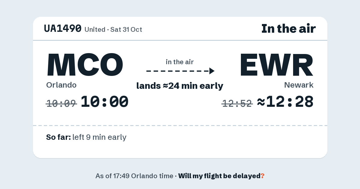 Link preview: UA1490 lands about 12:28