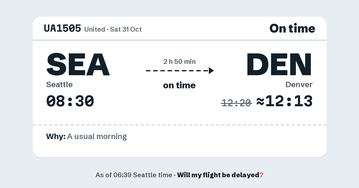 Link preview: UA1505 lands about 12:13