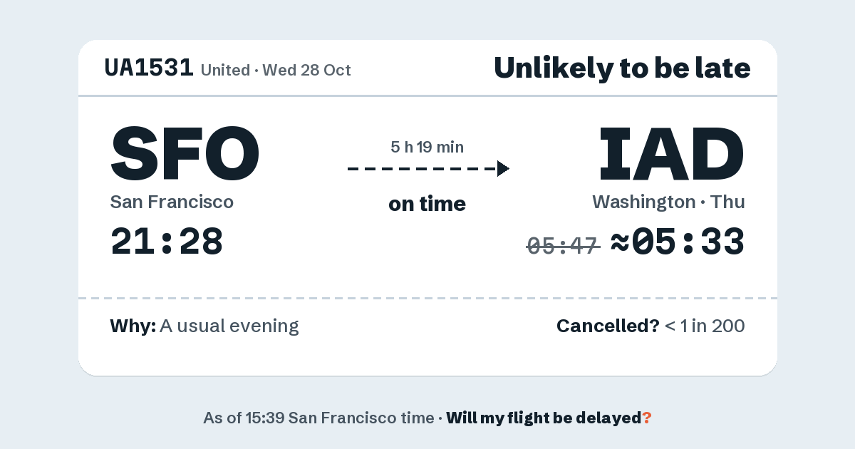 Link preview: UA1531 lands about 05:33