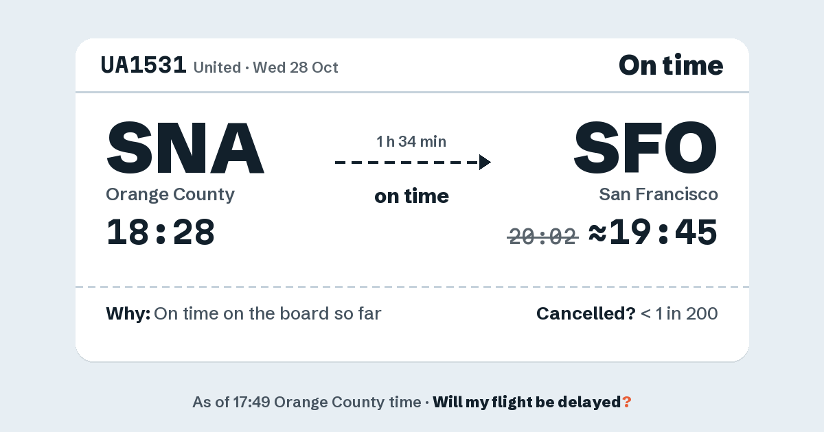 Link preview: UA1531 lands about 19:45
