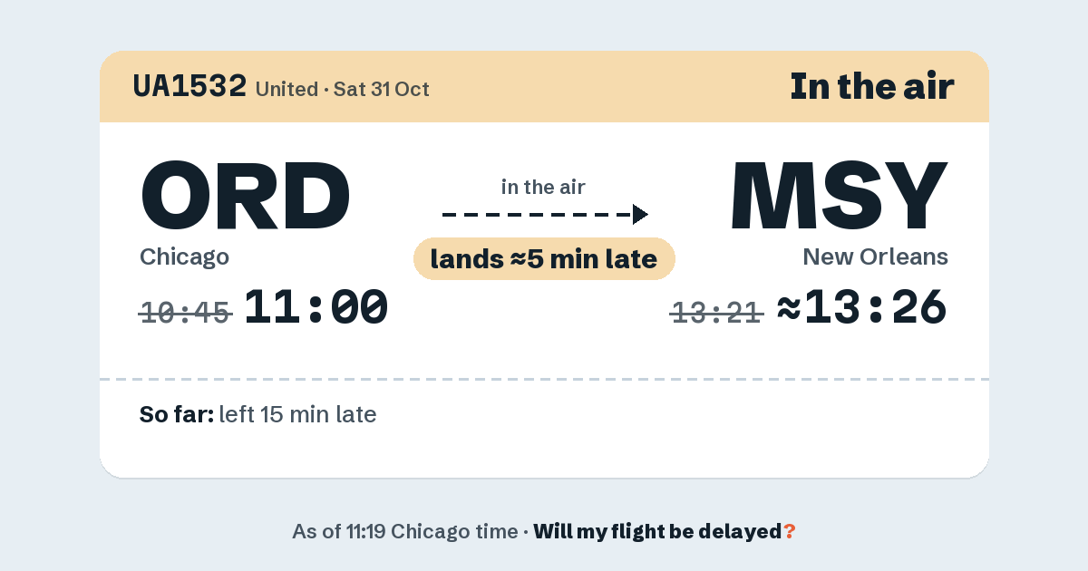Link preview: UA1532 lands about 13:26