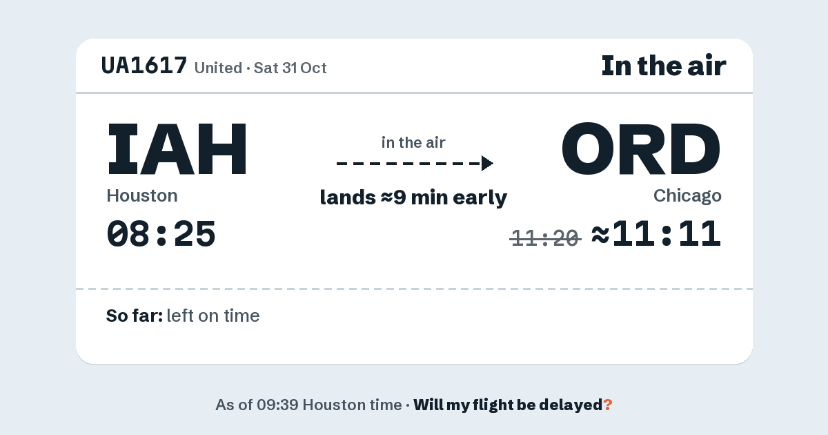 Link preview: UA1617 lands about 11:11