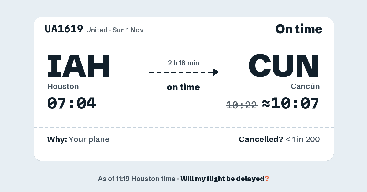 Link preview: UA1619 lands about 10:07