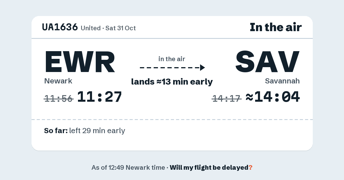 Link preview: UA1636 lands about 14:04