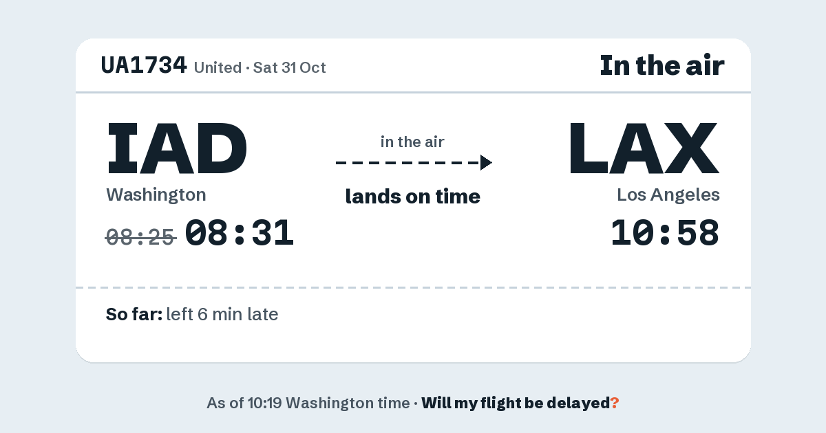 Link preview: UA1734 lands about 10:55