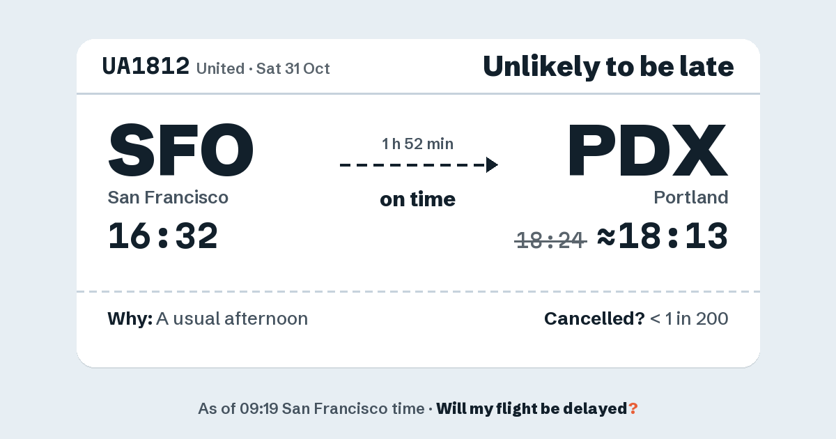Link preview: UA1812 lands about 18:13