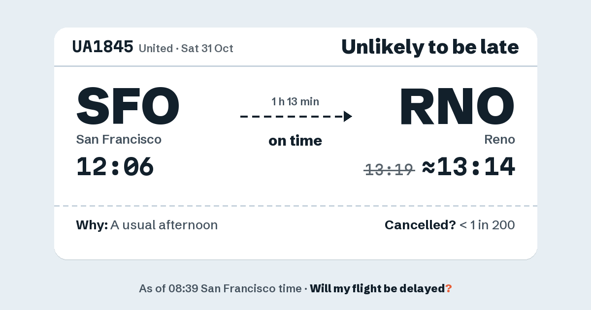 Link preview: UA1845 lands about 13:14