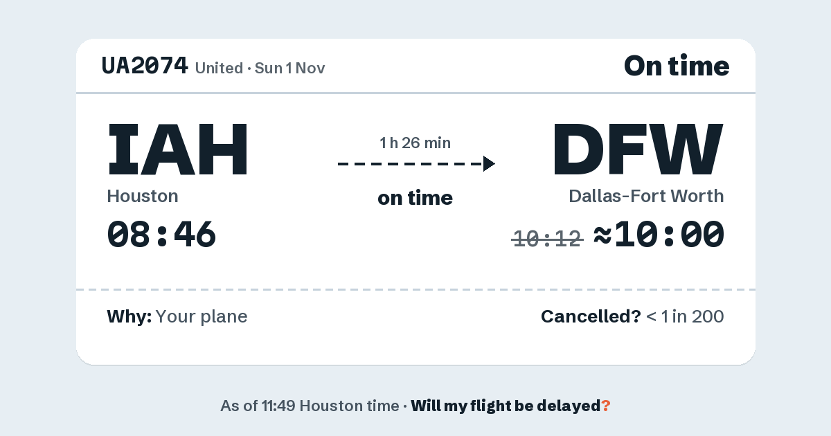 Link preview: UA2074 lands about 10:00
