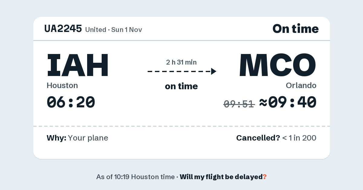 Link preview: UA2245 lands about 09:40