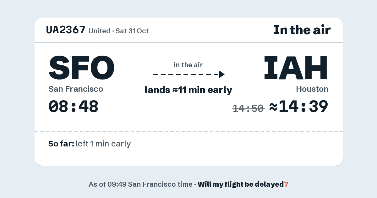 Link preview: UA2367 lands about 14:39