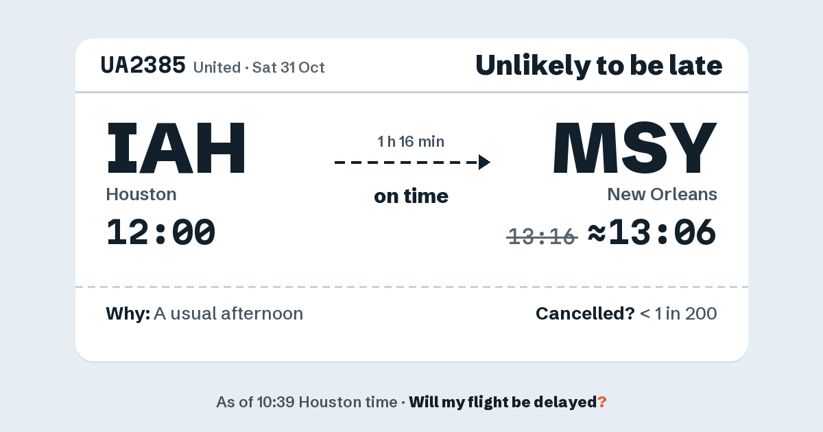 Link preview: UA2385 lands about 13:06