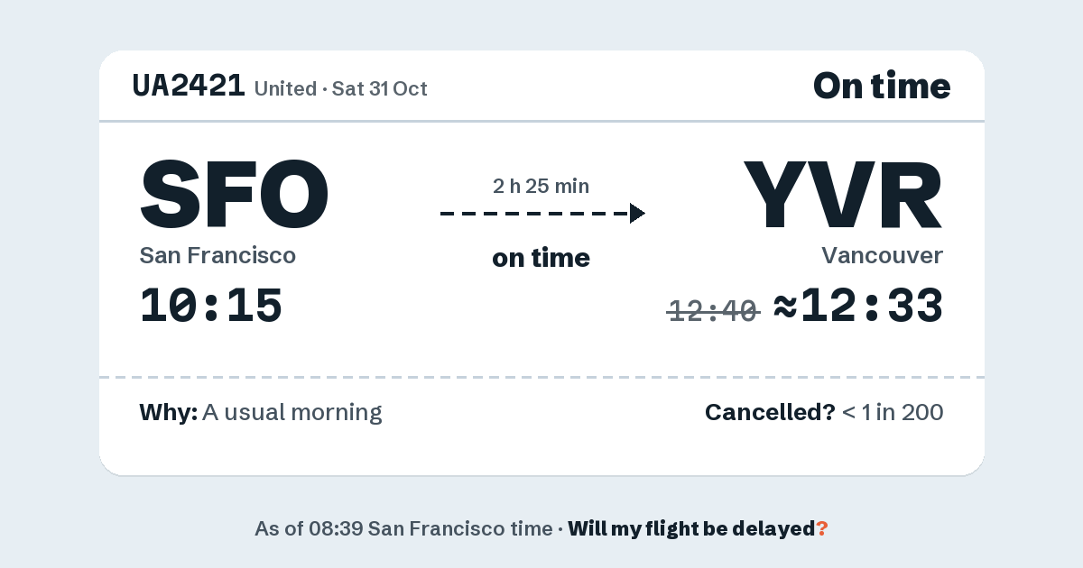 Link preview: UA2421 lands about 12:33