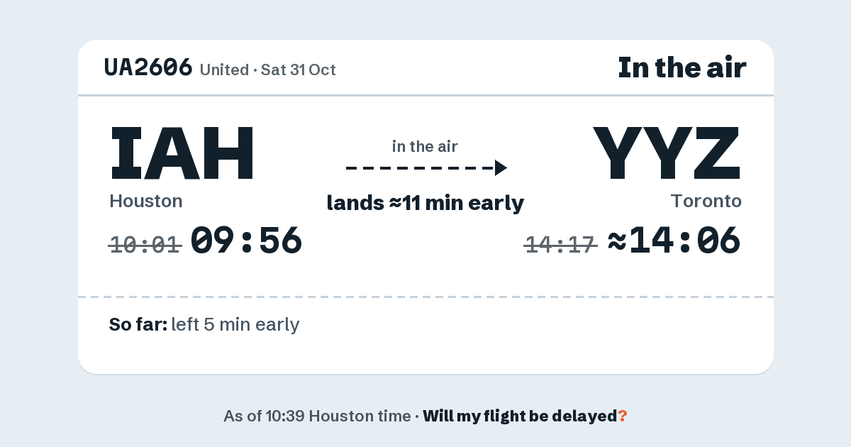 Link preview: UA2606 lands about 14:06