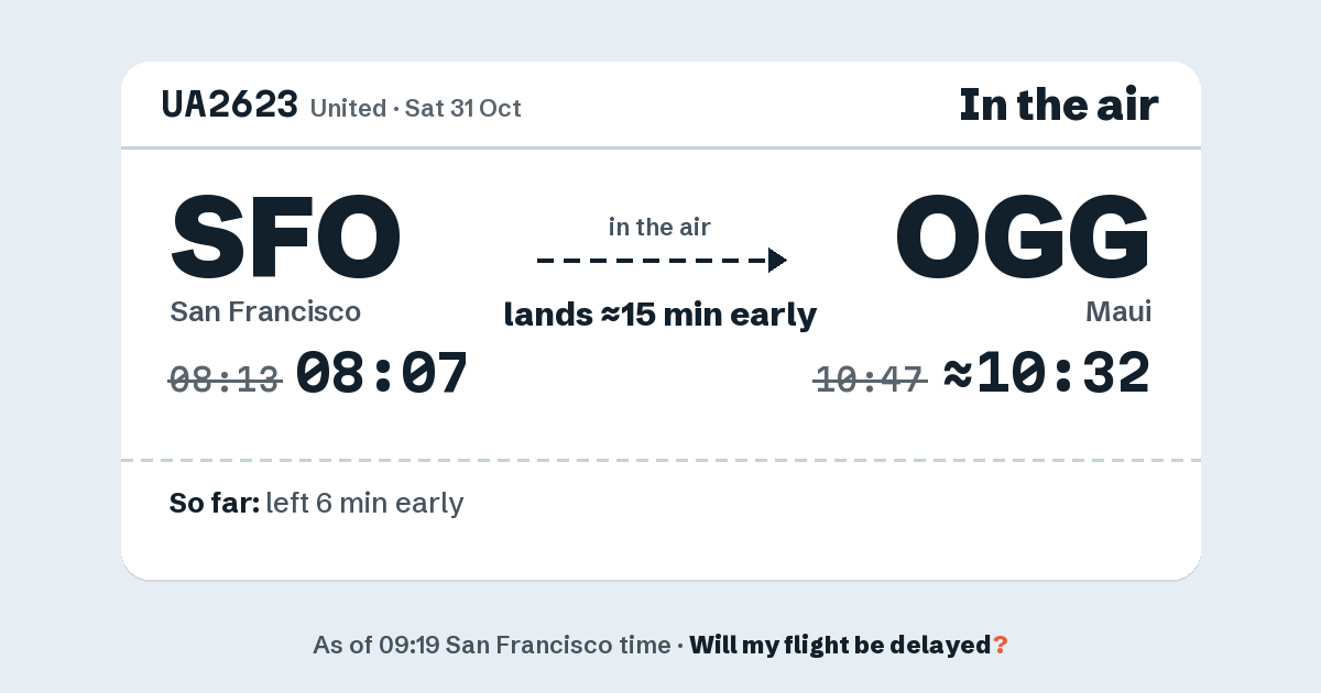 Link preview: UA2623 lands about 10:32