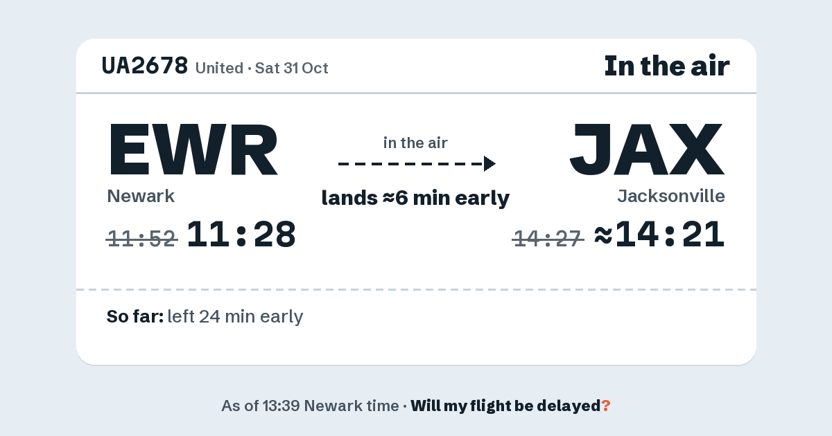 Link preview: UA2678 lands about 14:21