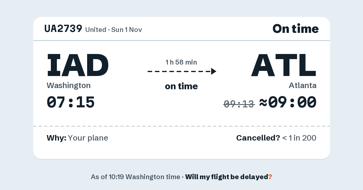 Link preview: UA2739 lands about 09:00