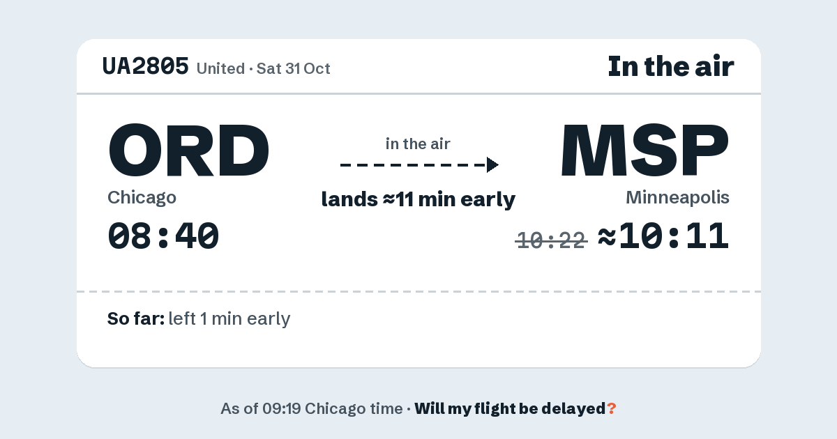 Link preview: UA2805 lands about 10:11