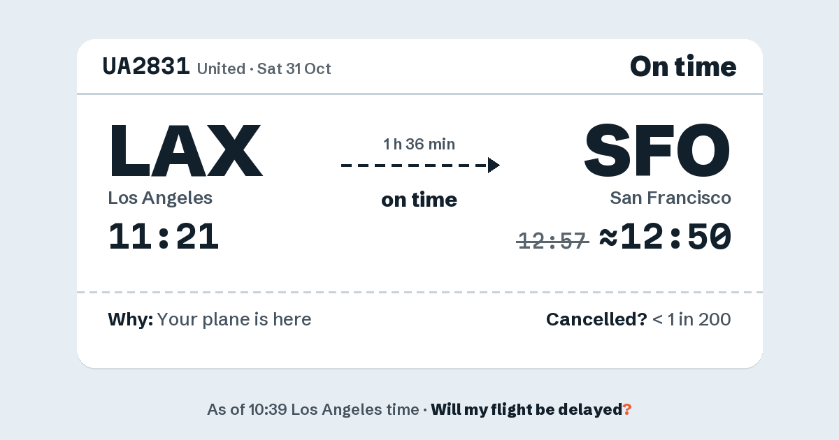 Link preview: UA2831 lands about 12:50