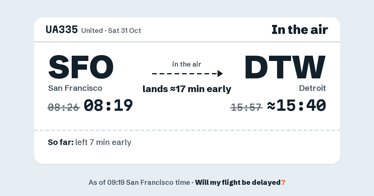 Link preview: UA335 lands about 15:40