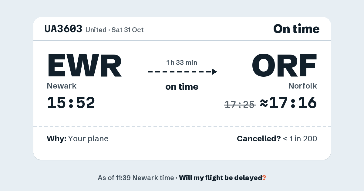Link preview: UA3603 lands about 17:16