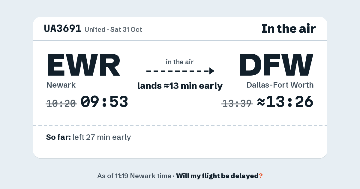 Link preview: UA3691 lands about 13:26