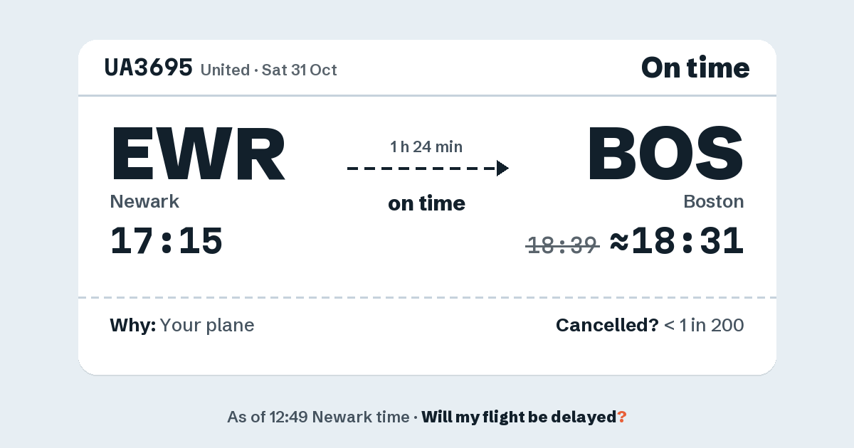 Link preview: UA3695 lands about 18:31
