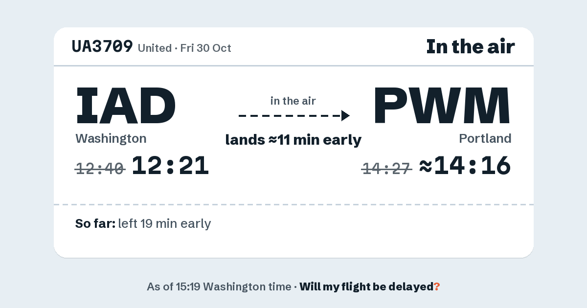Link preview: UA3709 lands about 14:16