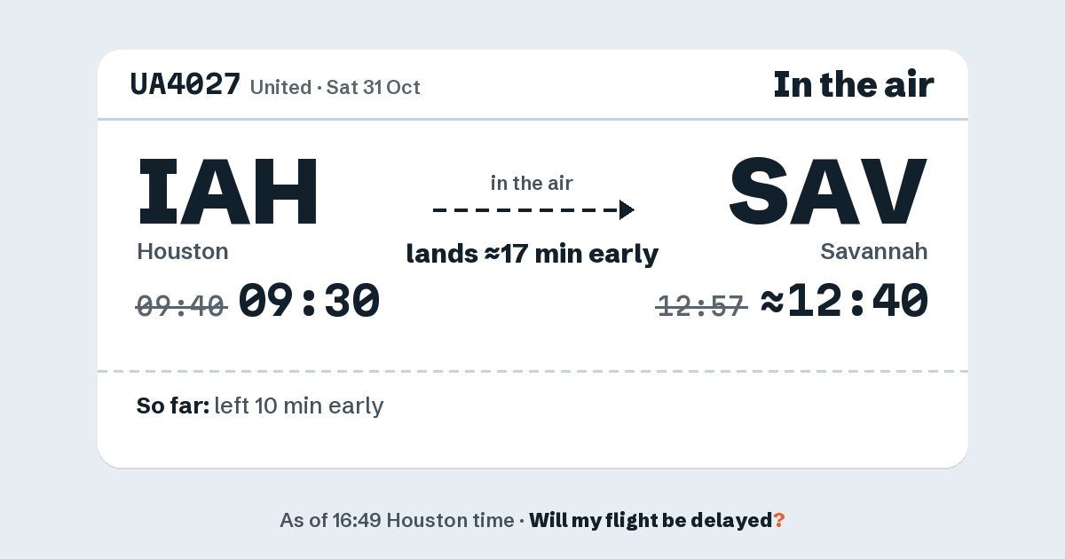 Link preview: UA4027 lands about 12:40
