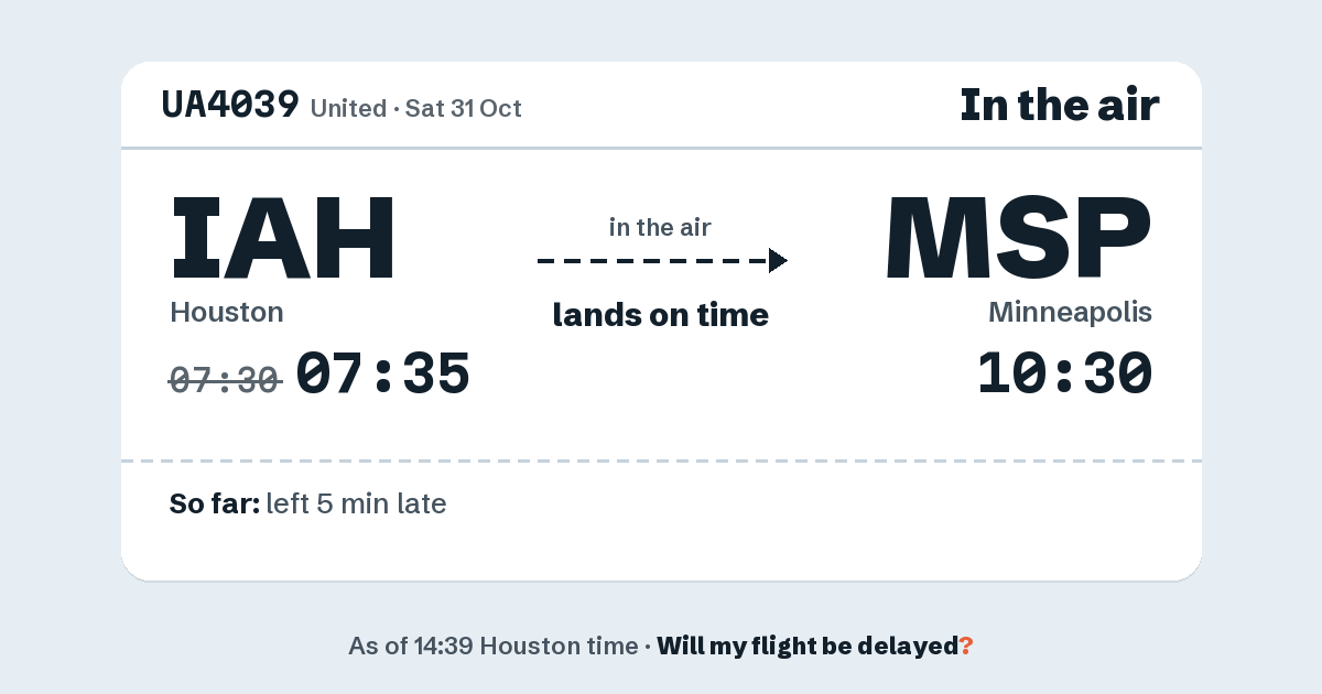 Link preview: UA4039 lands about 10:27