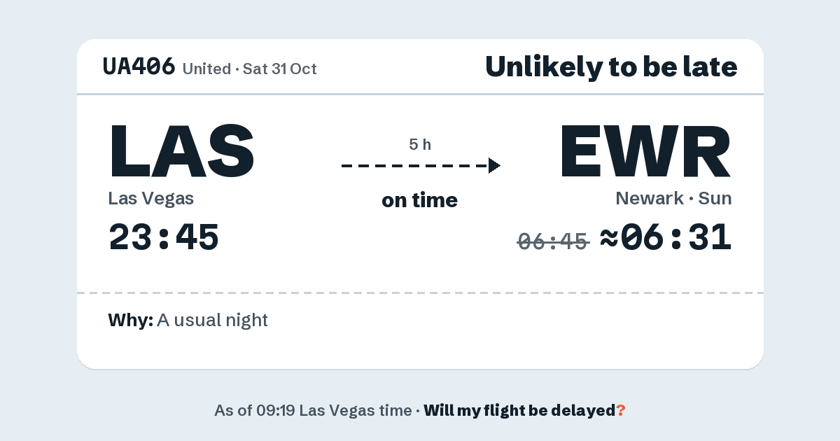 Link preview: UA406 lands about 06:31