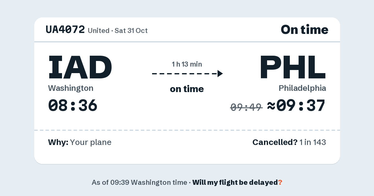 Link preview: UA4072 lands about 09:37