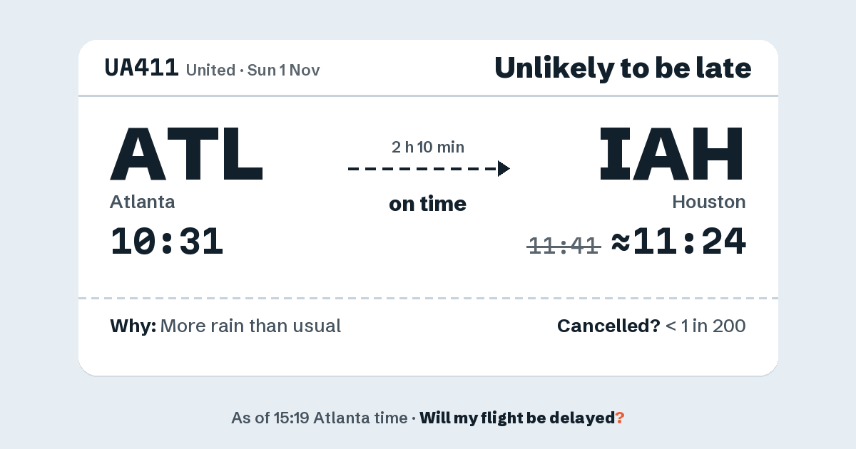 Link preview: UA411 lands about 11:24