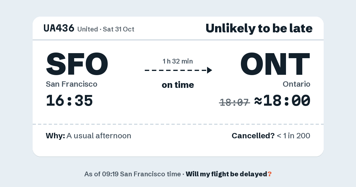 Link preview: UA436 lands about 18:00