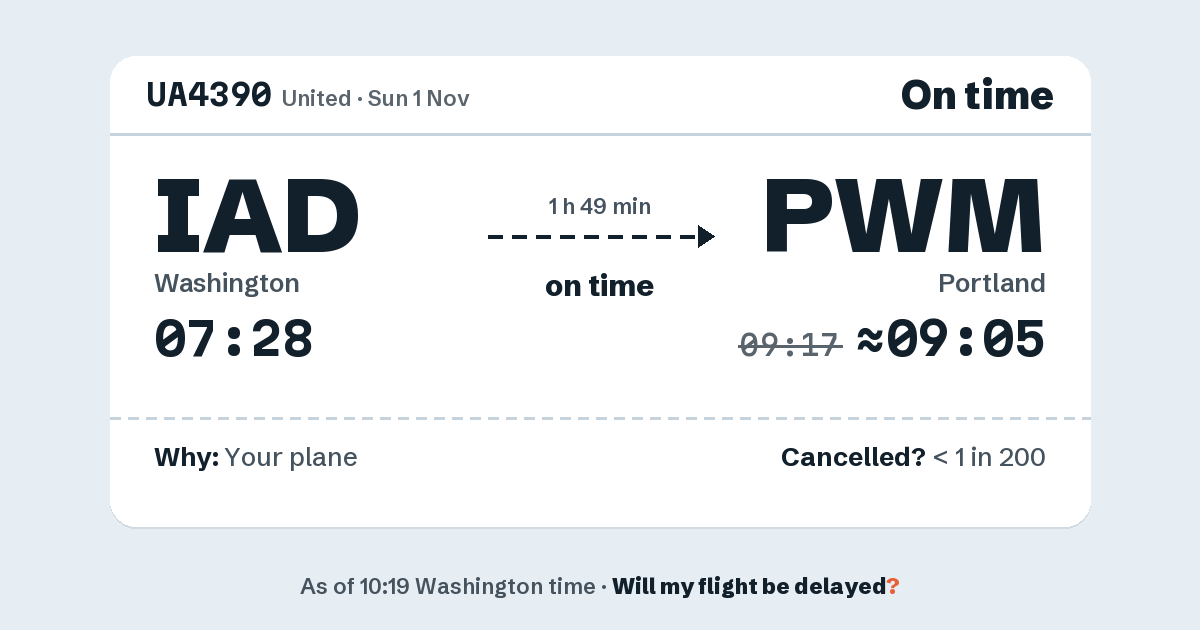 Link preview: UA4390 lands about 09:05