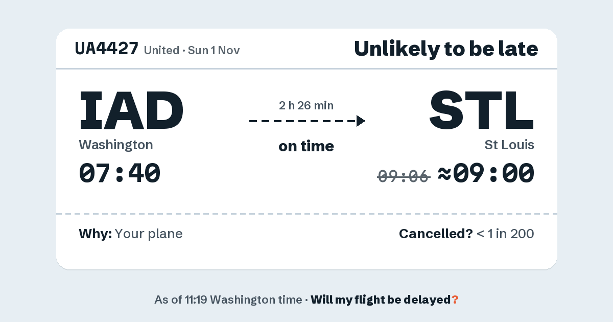 Link preview: UA4427 lands about 09:00