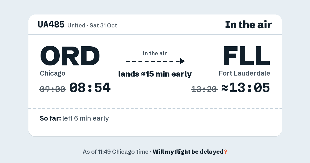 Link preview: UA485 lands about 13:05